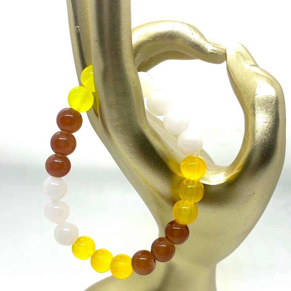 [Purpose] Unique Stretchy Elastic Glass and White Agate Beaded Bracelet